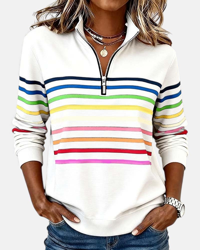 Millen | Cozy Striped Quarter Zip Sweater