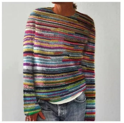 Verena | Plush Striped Crew Sweater