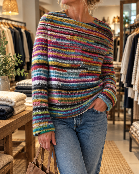 Verena | Plush Striped Crew Sweater