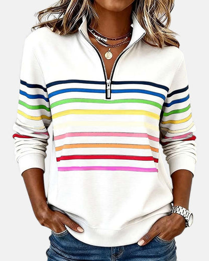 Millen | Cozy Striped Quarter Zip Sweater