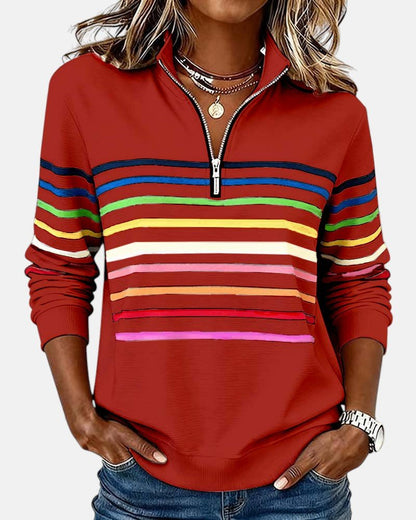 Millen | Cozy Striped Quarter Zip Sweater