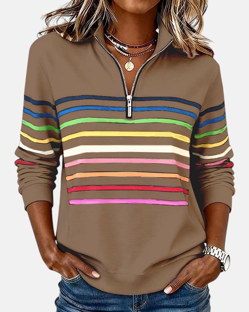 Millen | Cozy Striped Quarter Zip Sweater